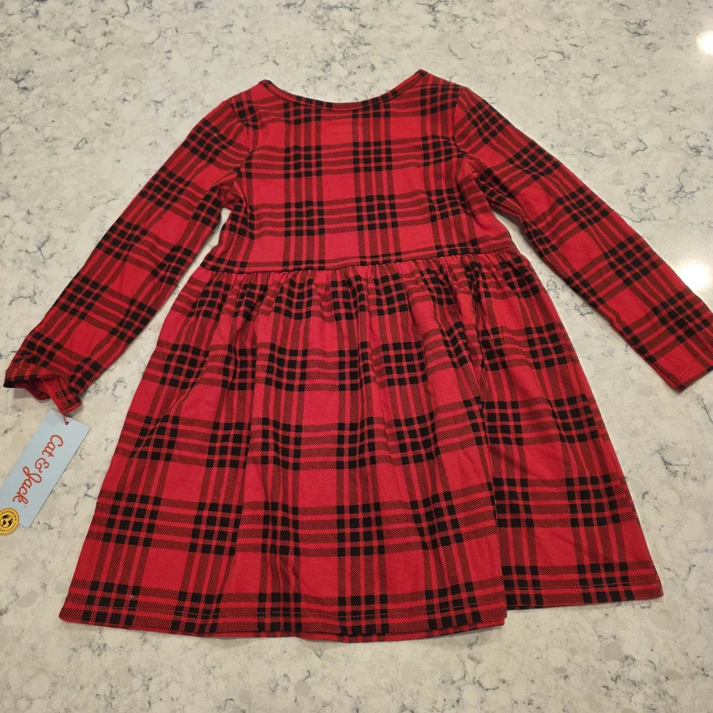 Cat & Jack Buffalo Plaid Long Sleeve Dress Size 4T NWT!